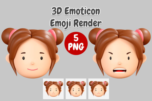 3D Girl Head Emoticon: High-Res Creative Asset