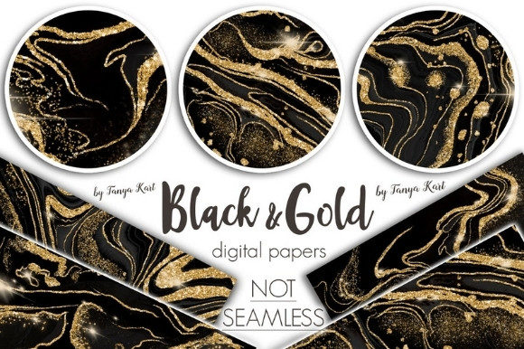 Black Gold Digital Papers: A Luxe Hand-Painted Collection