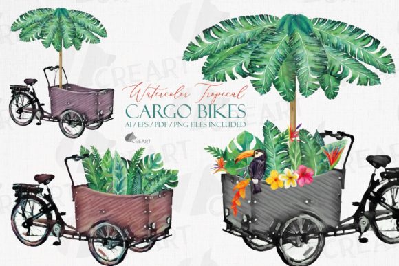 Designing with Cargo Bikes Tropical Leaves Decoration for Modern Creative Projects