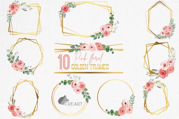Elegant Golden Flower Frames for Weddings