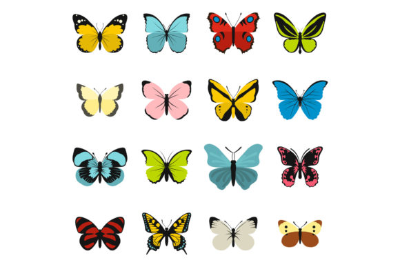 Elevate Designs with Flat Butterfly Icons