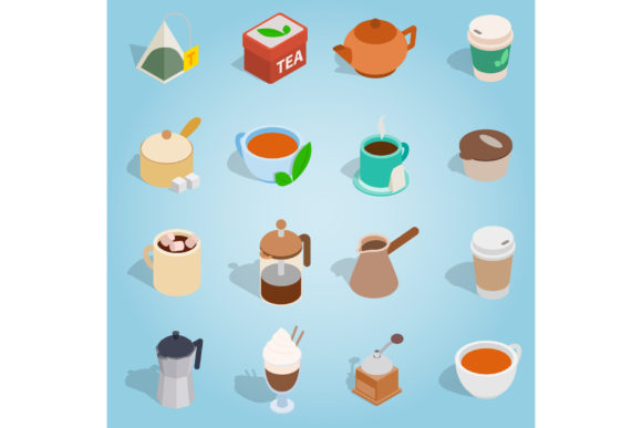 Elevate UI with the Coffee and Tea Isometric Set