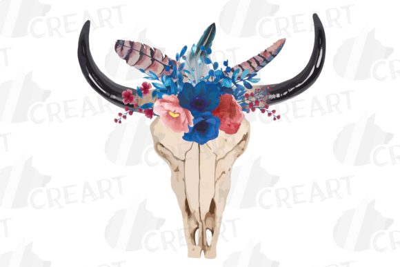 Elevate Your Creative Projects with Bohemian Floral Bull Skull Decoration