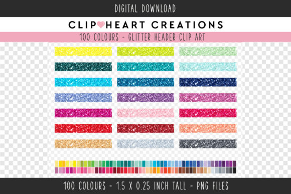 Elevate Your Creative Projects with Glittery Headers Clip Art - 100 Colors