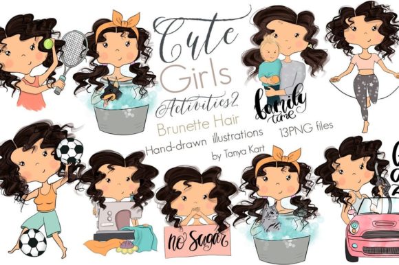 Elevate Your Creative Projects with Planner Girls Icons Brunette Hair