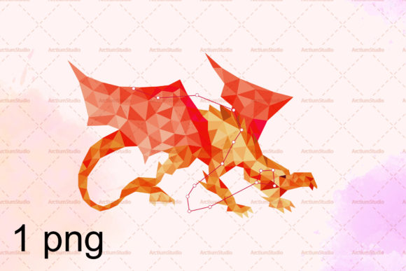 Gold Dragon Constellation with Stars Art