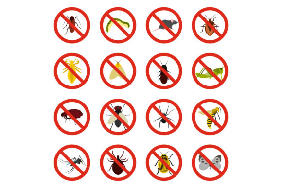 Mastering Visual Clarity with the No Insect Sign Icons Set in Flat Style