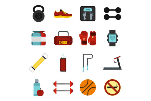 Strategic Visual Communication: Leveraging the Gym Icons Set, Flat Style for Digital Excellence