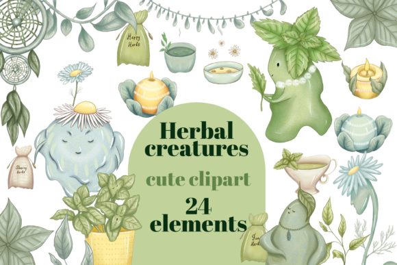 Unlocking Whimsy: The Magic of the Herbal Creatures Cute Clipart Bundle
