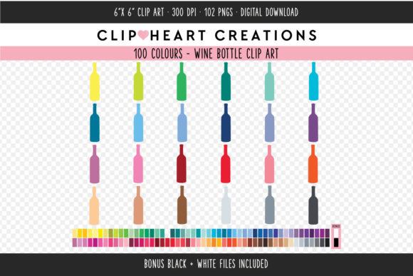 Wine Bottle Clip Art: 100 Colors for Every Project